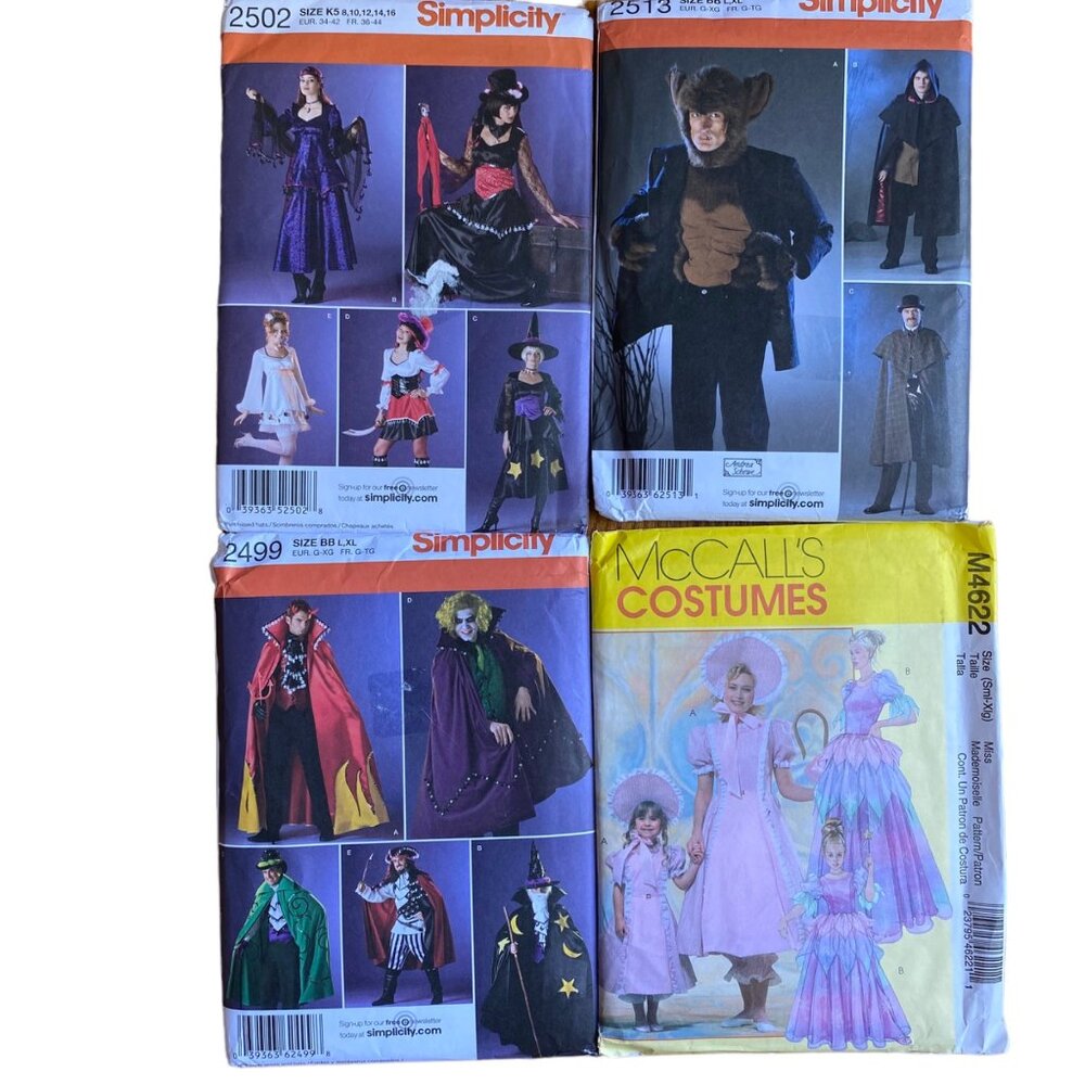 Simplicity Costume Pattern 2499 2513 2502 McCalls M4622 Bo Peep L XL UNCUT Lotx4